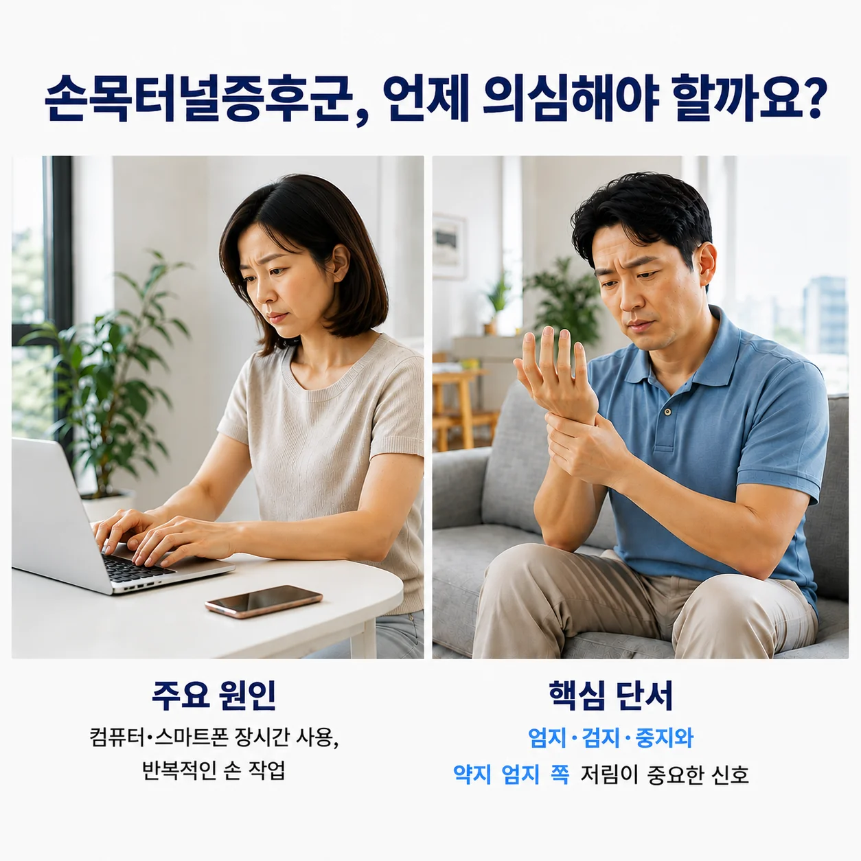 손목터널증후군을 언제 의심할까 - 주요 원인과 저림 분포라는 핵심 단서